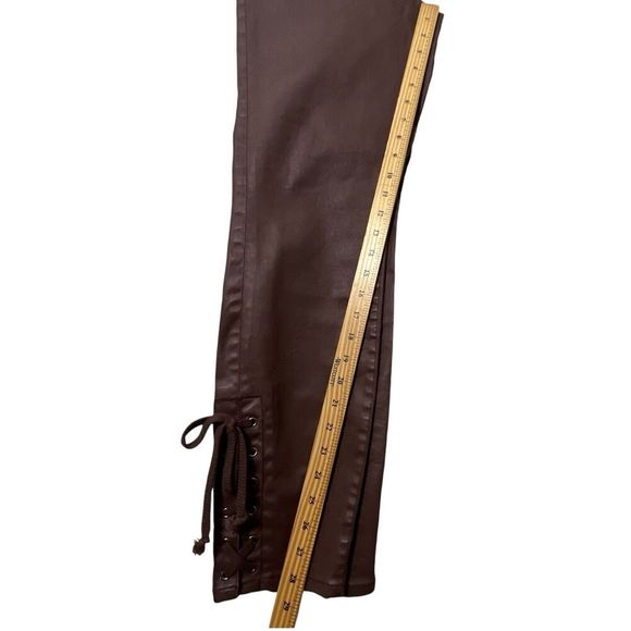 Anthropologie Pilcro Coated Skinny Pants Women’s Size 32 Burgundy Lace Hem - Picture 16 of 16